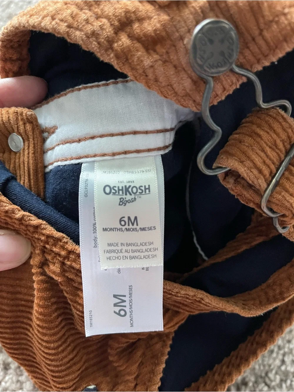 OshKosh B'gosh Toddler Corduroy Overalls in Burnt Orange